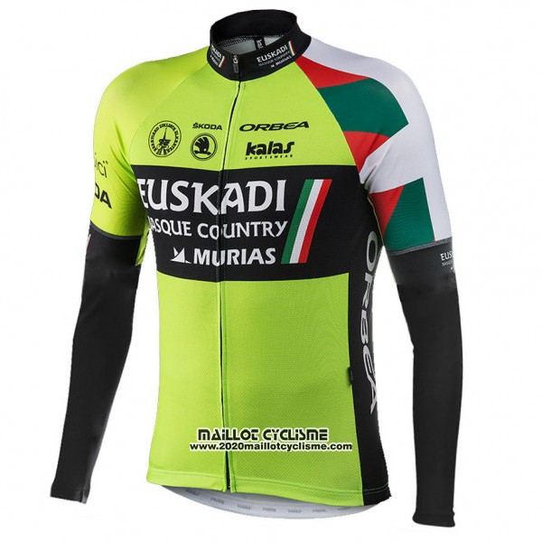 2017 Maillot Ciclismo Euskadi Noir et Vert Manches Longues et Cuissard